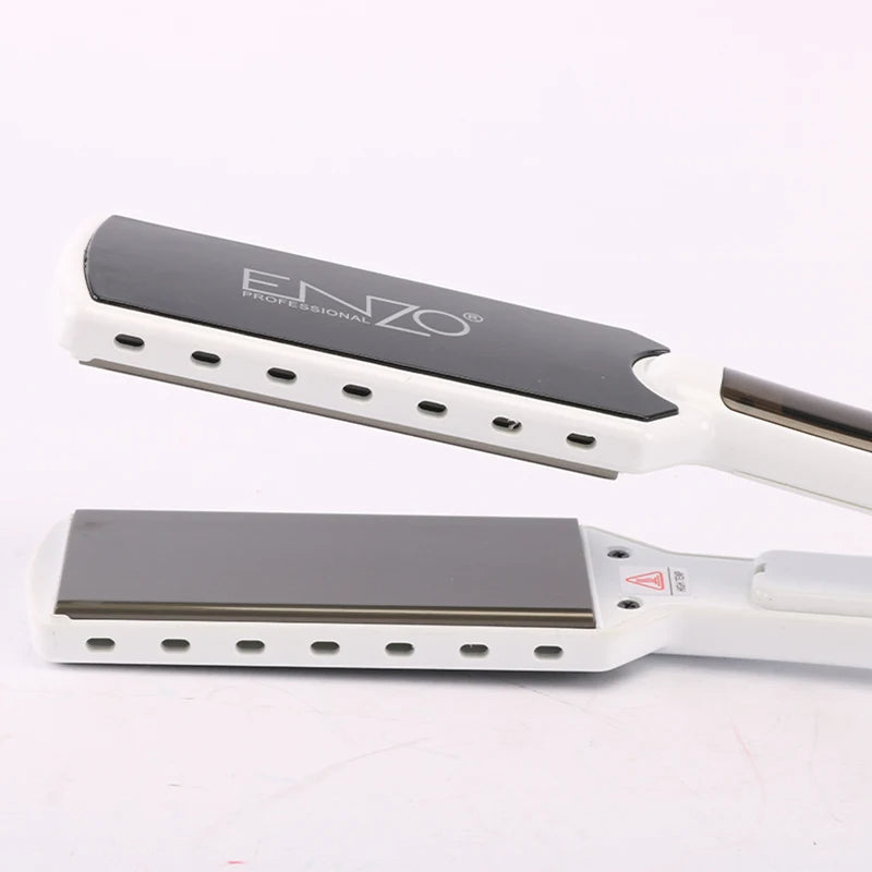 ENZO 2024 Professional Titanium Flat Iron Hair Straightener – LCD Display for Protein Straightening