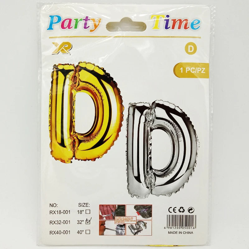 Letter Foil Balloons – A–Z Alphabet Balloons with Card Packaging for Birthday & Party Decorations