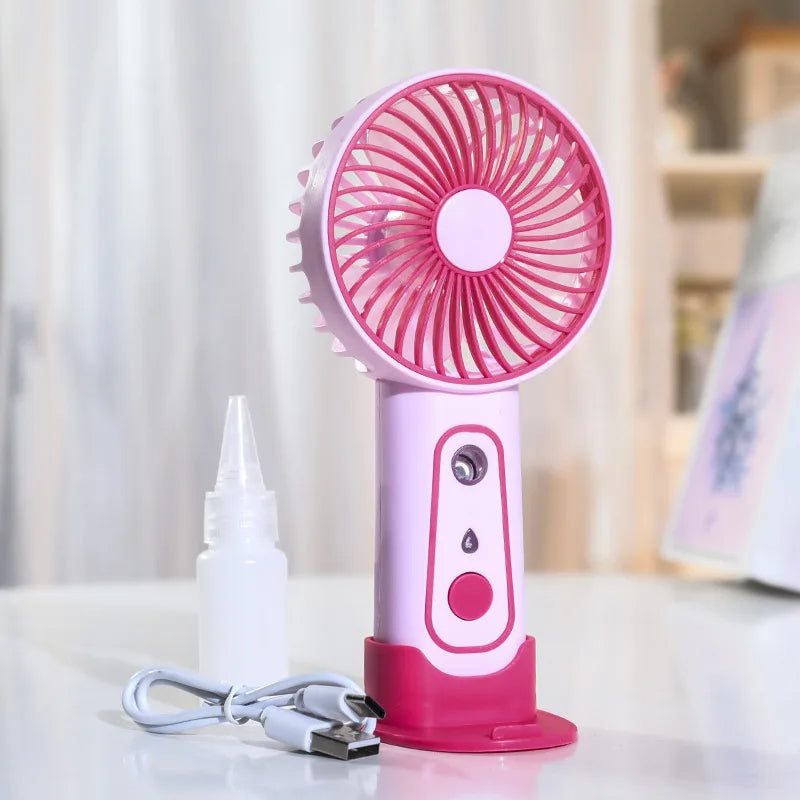 USB Rechargeable Handheld Mini Fan – Portable Spray Mist Fan for Home, Office & Travel