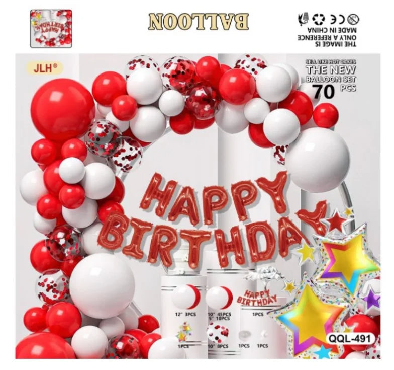 Happy Birthday Balloon Chain – Party Decoration Set for Festive Celebrations