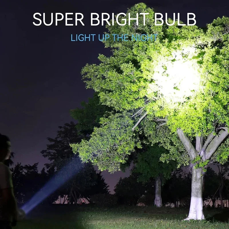 7LED+COB Portable Flashlight – USB Rechargeable Camping Torch with Side Light