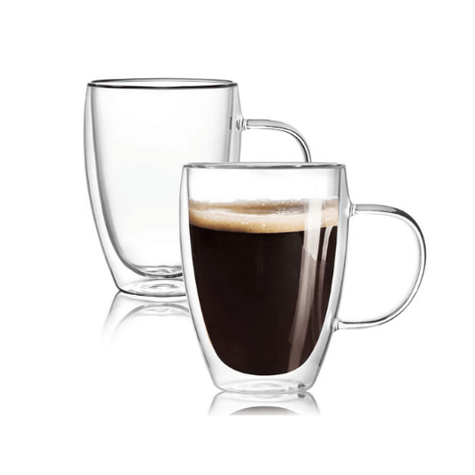 Double Wall Glass Mug - 350ml (12cm) | Insulated & Stylish