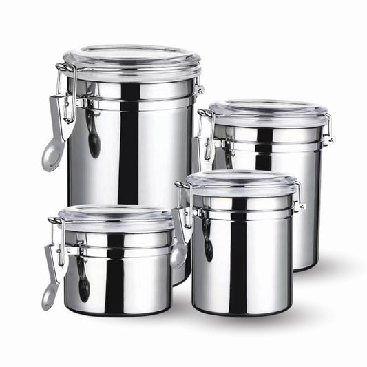 Stainless Steel Canister Set with Locking Lids – 4 Pcs