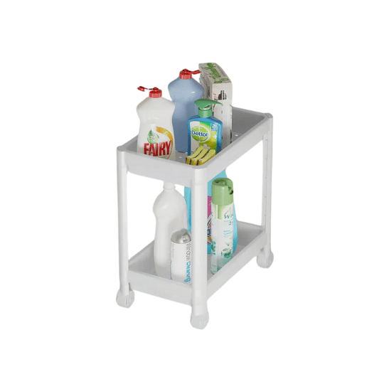 Multipurpose 2-Tier Shelving Unit with Wheels - 36x23x40 cm | Mobile Storage Solution