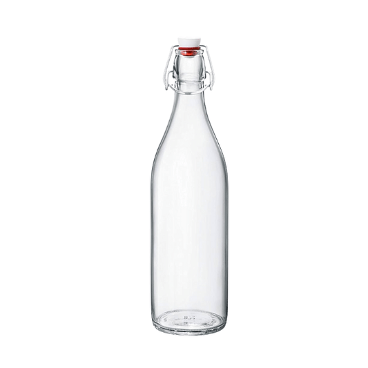 Round Glass Bottle with Flip-top Airtight Lid - 250ml