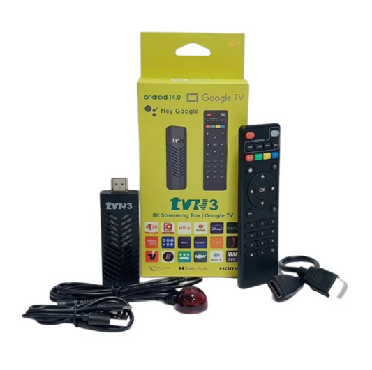 TVR3 Android 14.0 8K Smart TV Stick – Google TV Interface, 8GB RAM & 128GB Storage