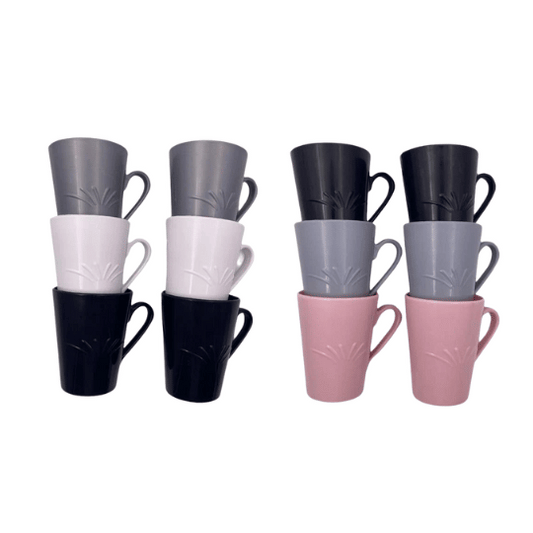 Set of 6 Colorful Plastic Mugs with Handles - Durable and Vibrant Design