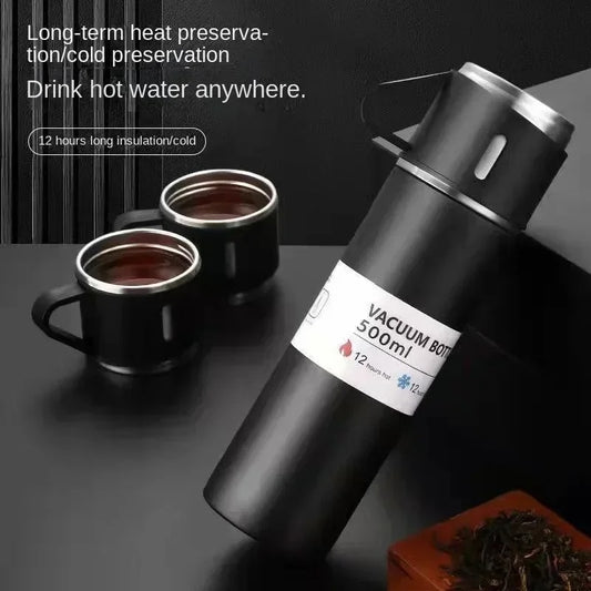 500ml Stainless Steel Vacuum Flask Gift Set with Two Lids