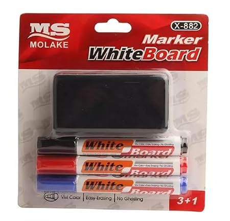 MS Molake Whiteboard Marker Set (3 Pens + Eraser)