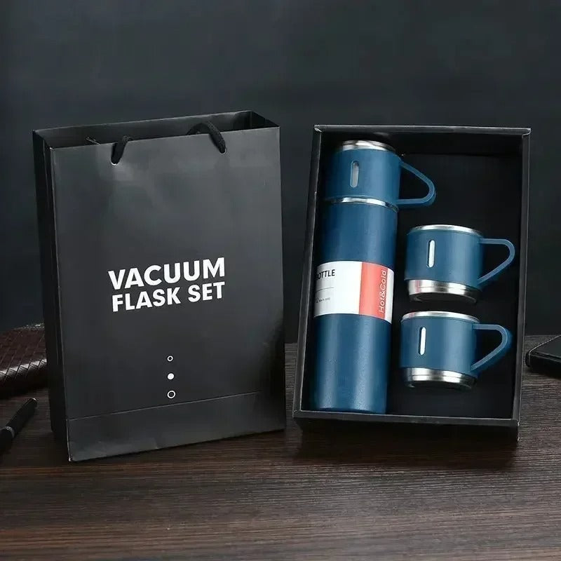 500ml Stainless Steel Vacuum Flask Gift Set with Two Lids