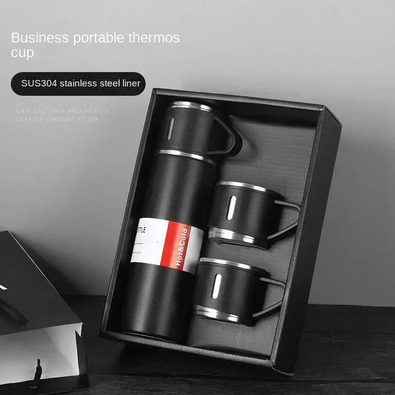 500ml Stainless Steel Vacuum Flask Gift Set with Two Lids