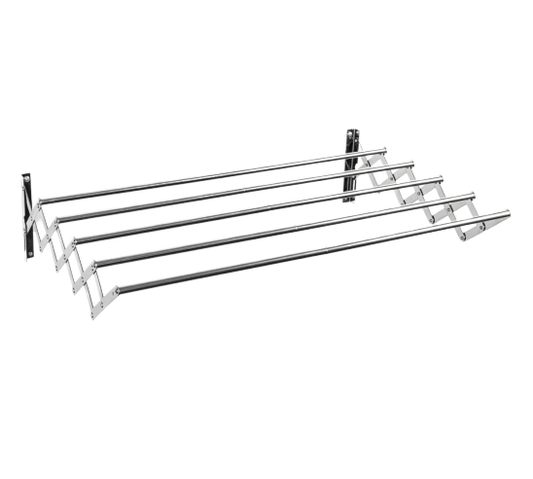 Wall-Mounted Clothes Drying Rack – Metal Foldable Hanger with 5 Rods