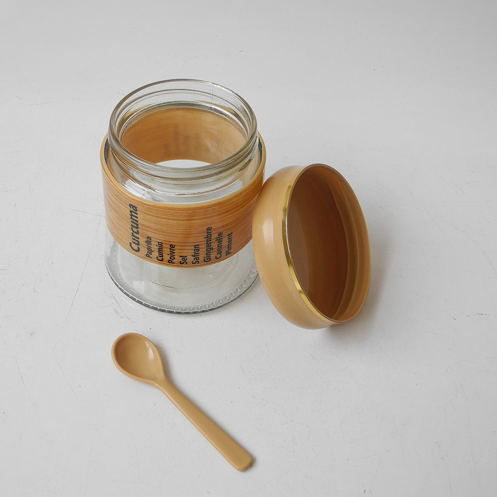 6-Piece Spice Jar Set with Bamboo Rack & Spoons – Kitchen Organizer