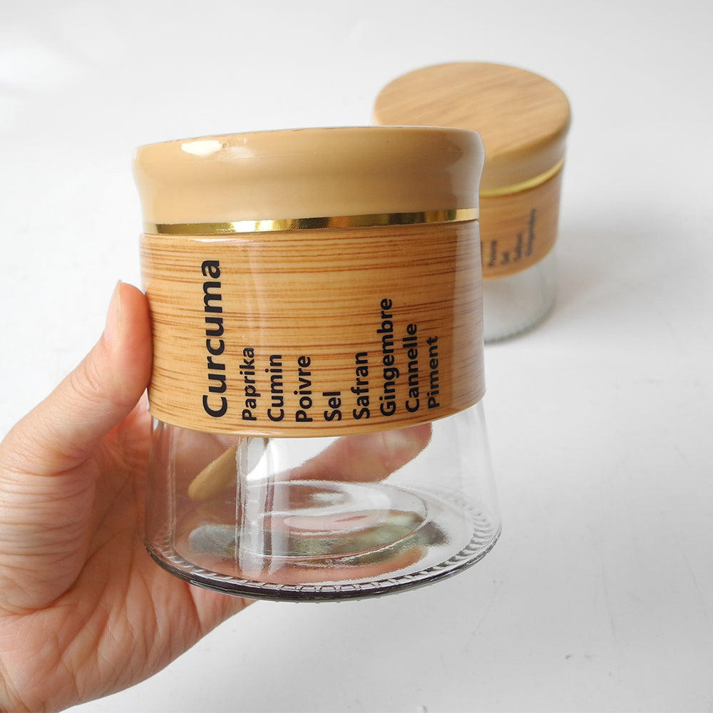 6-Piece Spice Jar Set with Bamboo Rack & Spoons – Kitchen Organizer