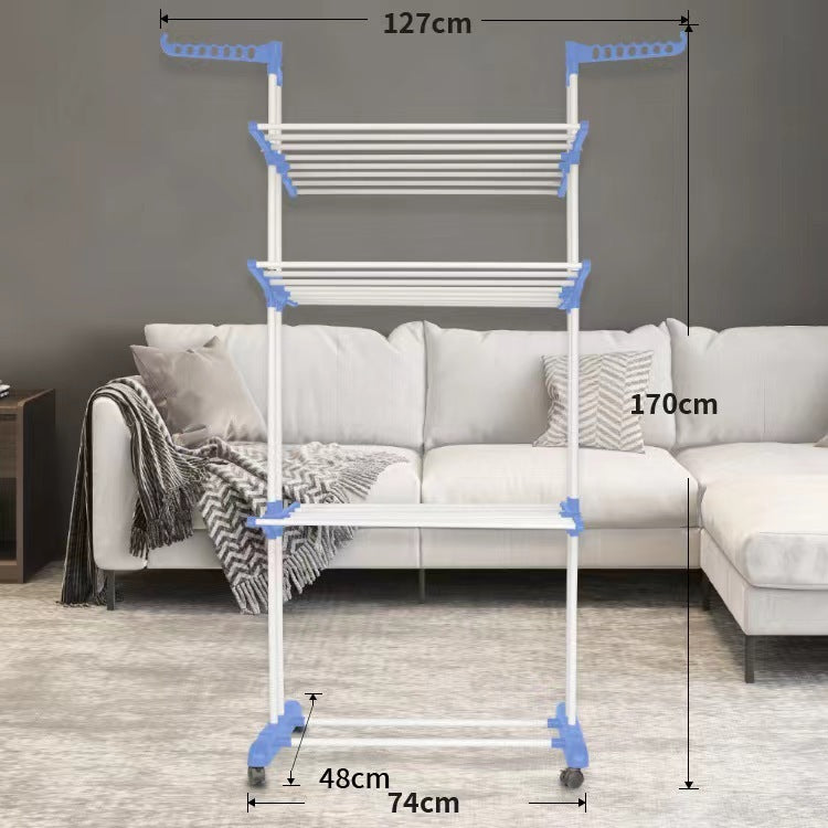 3-Tier Foldable Laundry Drying Rack – Stainless Steel Clothes Stand