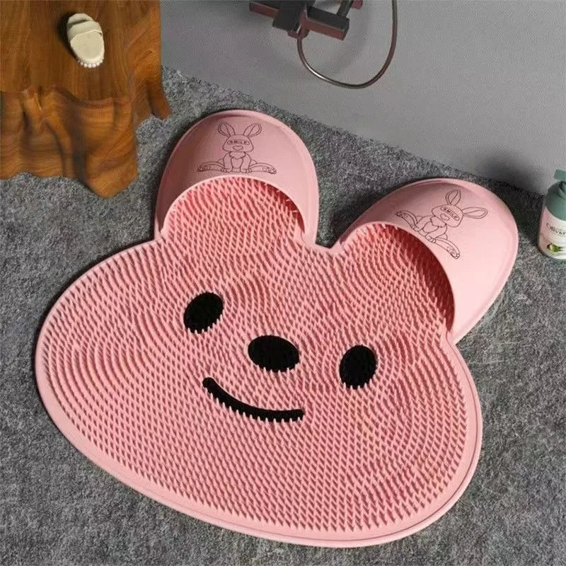 Silicone Foot Scrubber Mat – Non-Slip Shower Massager with Suction Cups & Wall Mount