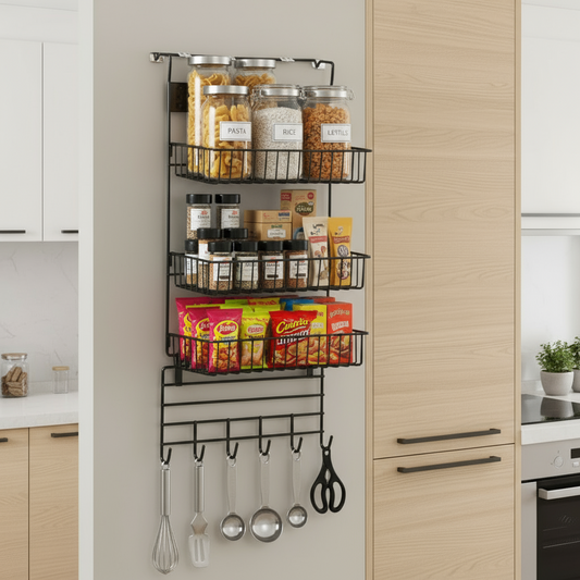Multi-Purpose 3-Tier Wall Organizer Rack With Hooks