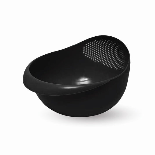 Black Rice Washing Bowl With Built-In Strainer