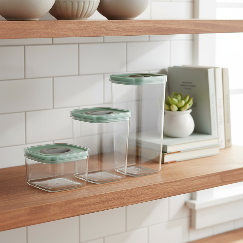 3-Piece Airtight Food Container Set – Clear With Green Lids