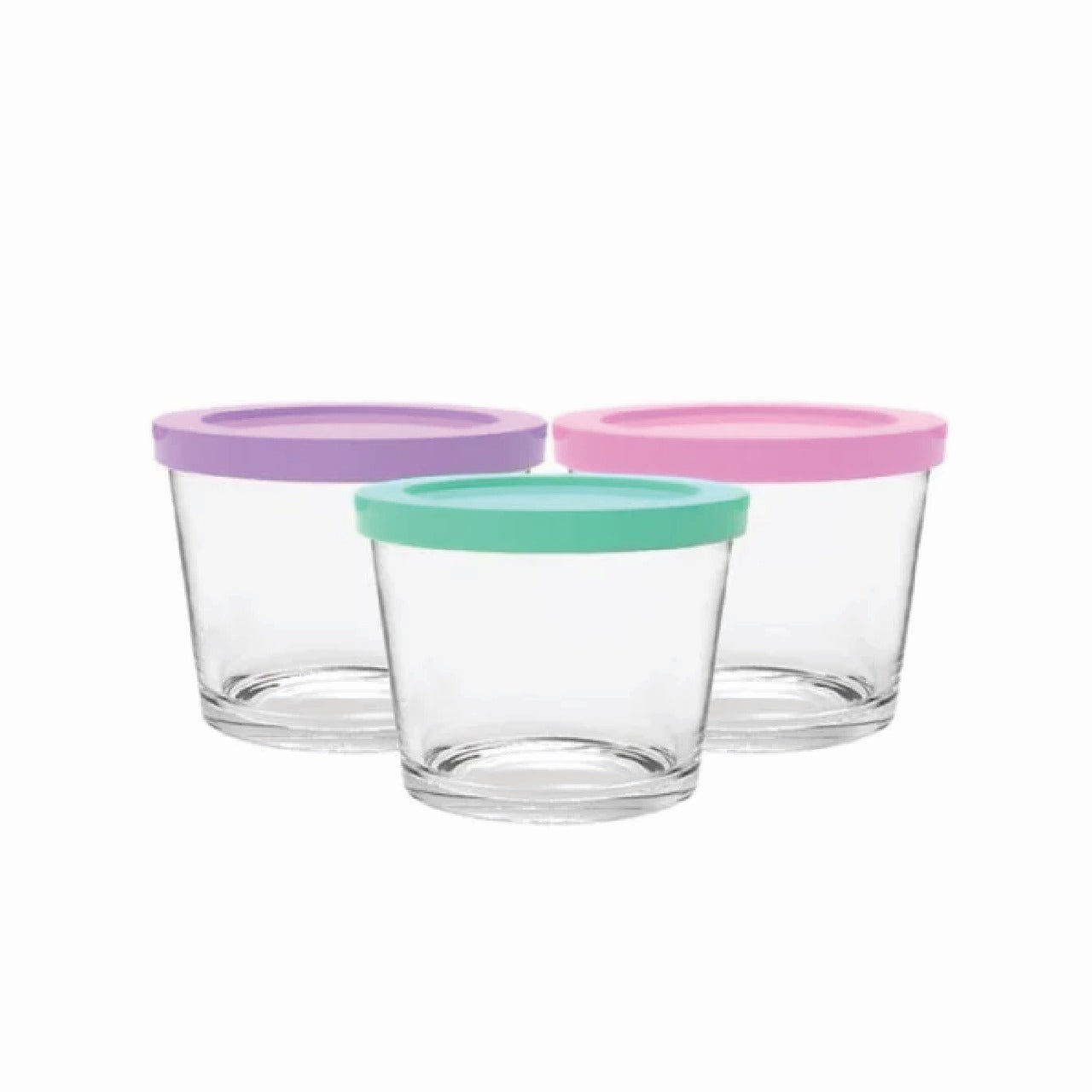 Glass Food Containers With Color Lids – 220ml (Set Of 3)