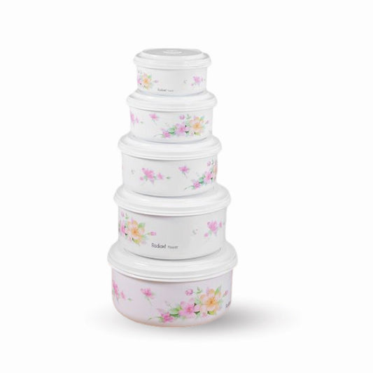 5-Piece Floral Ceramic Food Container Set With Lids