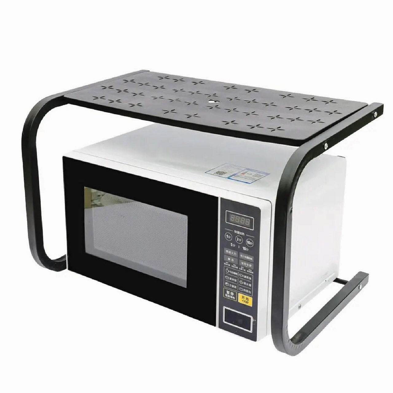 Microwave Oven Rack Stand With Top Storage Shelf – Black