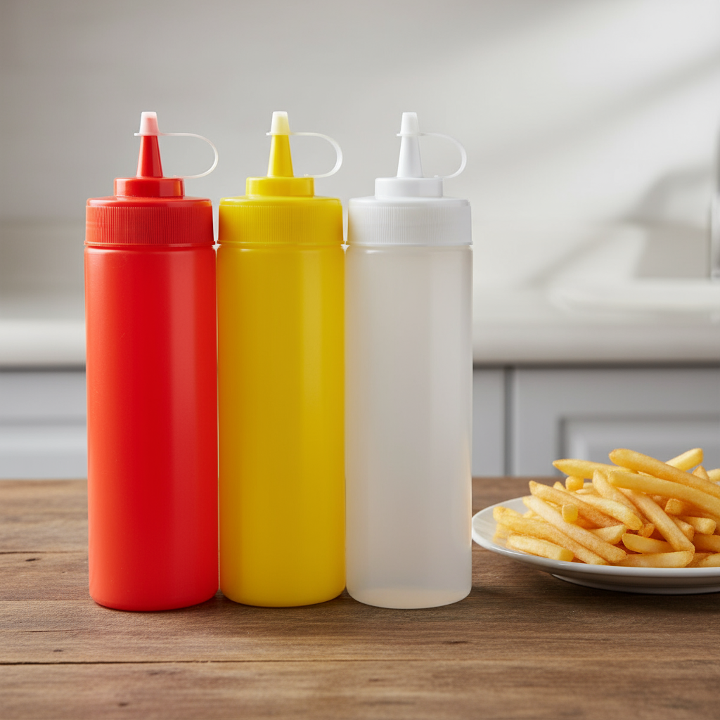 Plastic Sauce Squeeze Bottle – 1 Piece (Choose Red, Yellow, or White)