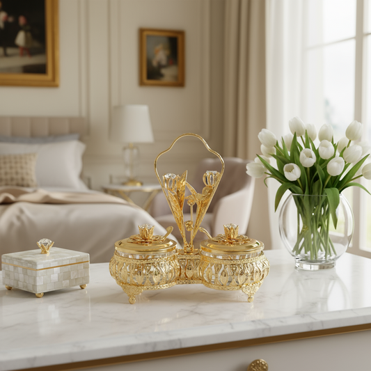 Luxury Golden Jar Set – 2 Pieces With Handle