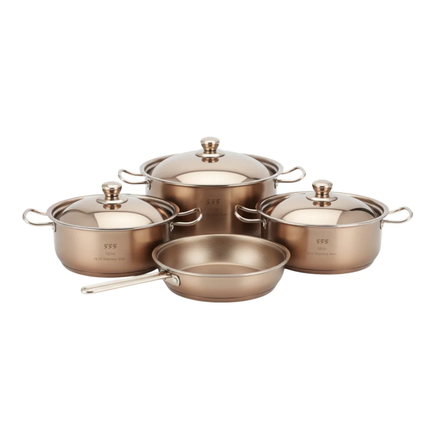 Luxury 555 Stainless Steel Cookware Set (18/10) – Rose Gold Finish