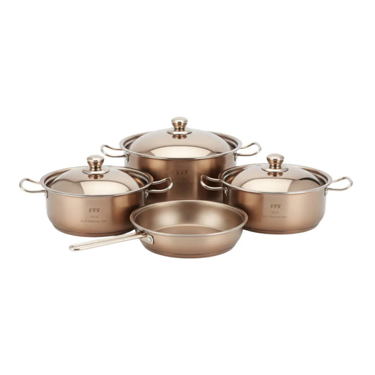 Luxury 555 Stainless Steel Cookware Set (18/10) – Rose Gold Finish